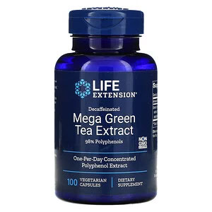 Life Extension（ライフエクステンション）, メガ緑茶エキス、カフェインレス、植物性カプセル100粒 