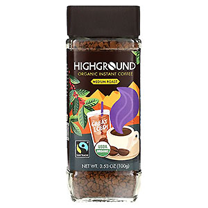 Highground Coffee（ハイグラウンドコーヒー）, オーガニックインスタントコーヒー、ミディアム、100g（3.53オンス）