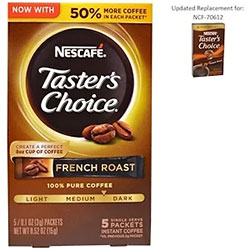 Nescafé（ネスカフェ）, Taster's Choice, インスタントコーヒー, フレンチロースト, １人用5袋入り, 各0.1オンス (3 g) 