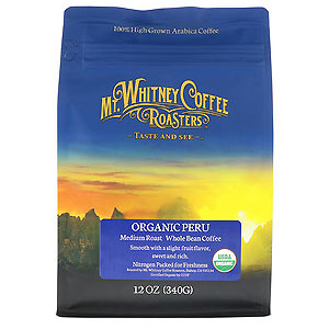 Mt. Whitney Coffee Roasters（マウントホイットニーコーヒーロースター）, オーガニックペルー（Organic Peru）, 挽いたミディアムローストコーヒー, 12オンス（340 g） 