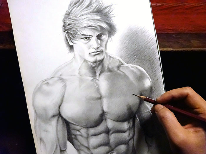 鉛筆画で筋肉を描いてみた！ いやマジでw。