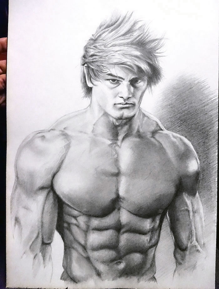 鉛筆画で筋肉を描いてみた！ いやマジでw。