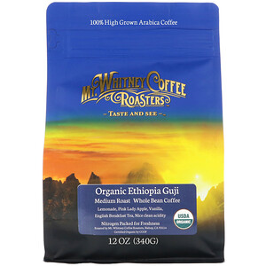 Mt. Whitney Coffee Roasters（マウントホイットニーコーヒーロースター）, オーガニックエチオピアグジ産、ミディアムロースト、コーヒー豆、340g（12オンス） 