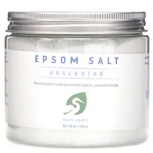 White Egret Personal Care（ホワイトエグレットパーソナルケア）, エプソム ソルト、香料不使用、16 oz (454 g) 
