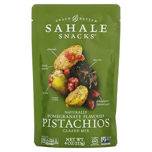 Sahale Snacks（サハレスナック）, より良いスナック（Snack Better）, 天然ザクロ風味のピスタチオ（Naturally Pomegranate Flavored Pistachios）, シロップ浸けミックス, 4オンス（113 g） 