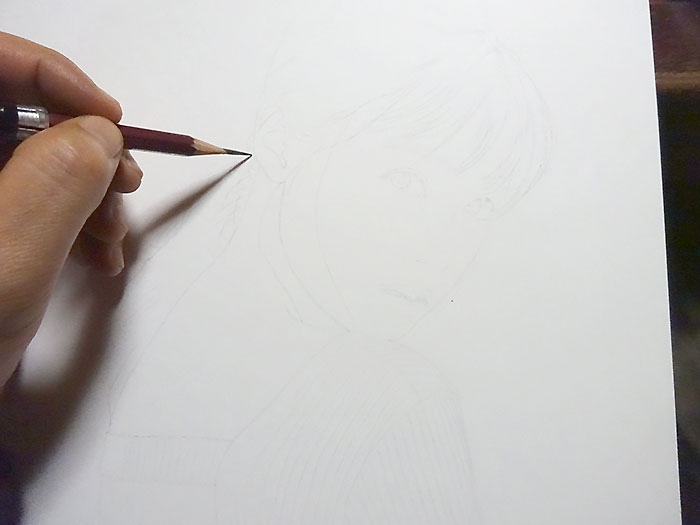 鉛筆画入門！女性の鉛筆画の描き方、テクニックと手順：イラスト