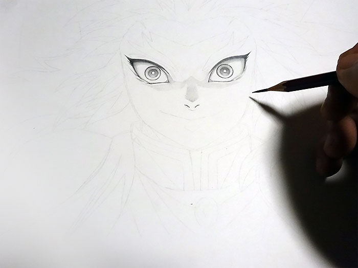 鉛筆画入門！アニメキャラの鉛筆画の描き方、テクニックと手順：イラスト