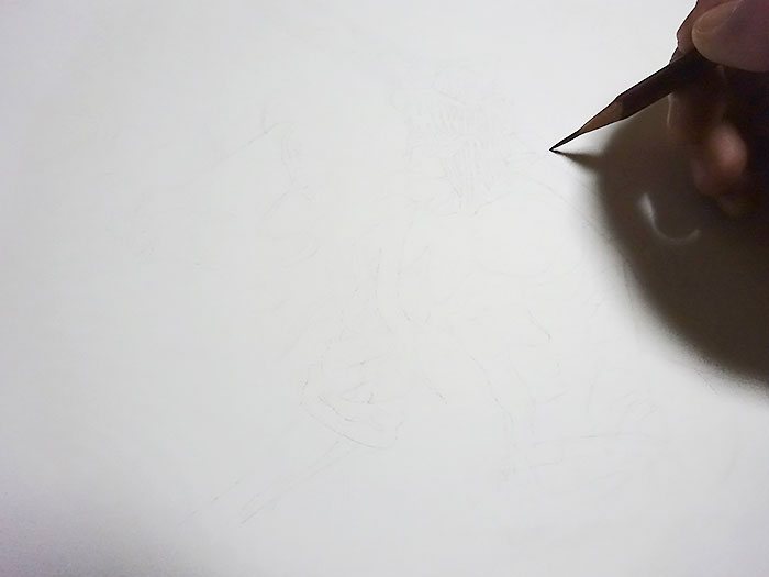 鉛筆画入門！アニメ絵の鉛筆画の描き方、テクニックと手順：イラスト