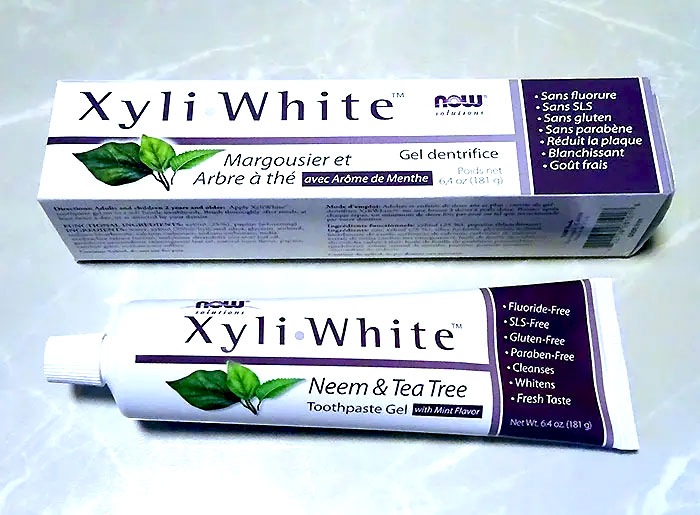 ホワイトニング歯磨き粉：Now Foods　XyliWhite（キシリホワイト）歯磨きジェル、ニーム＆ティーツリー フッ化物無添加