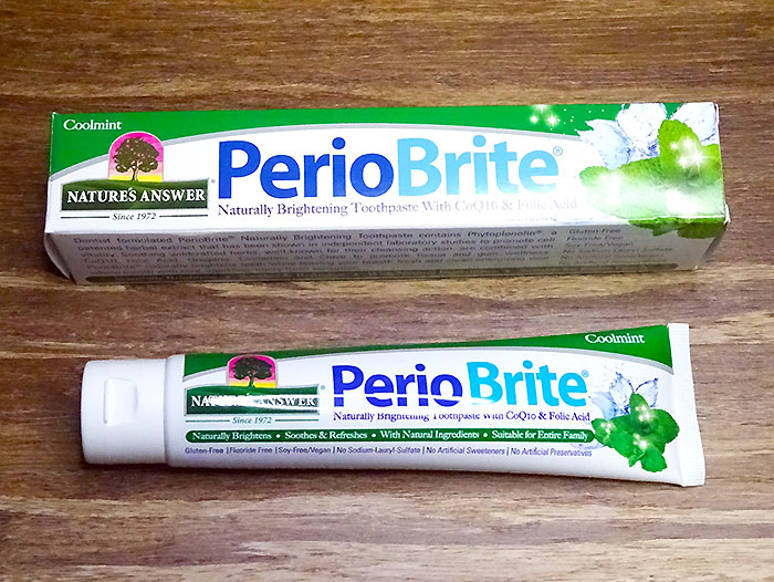 ホワイトニング歯磨き粉：Nature's Answer　PerioBrite（ペリオブライト）CoQ10（コエンザイムQ10）＆葉酸配合ブライトニング歯磨き粉