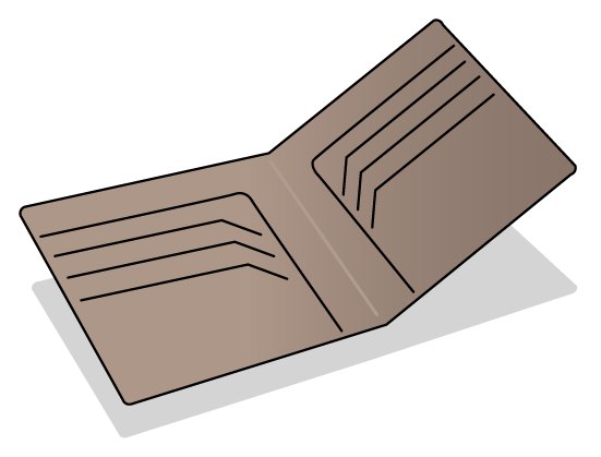 カードポケットが内画にある二つ折りのタイプ