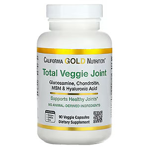California Gold Nutrition, Total Veggie Joint（トータル ベジージョイント）サポート成分、グルコサミン、コンドロイチン、MSM（メチルスルフォニルメタン）、ヒアルロン酸配合、ベジカプセル90粒 