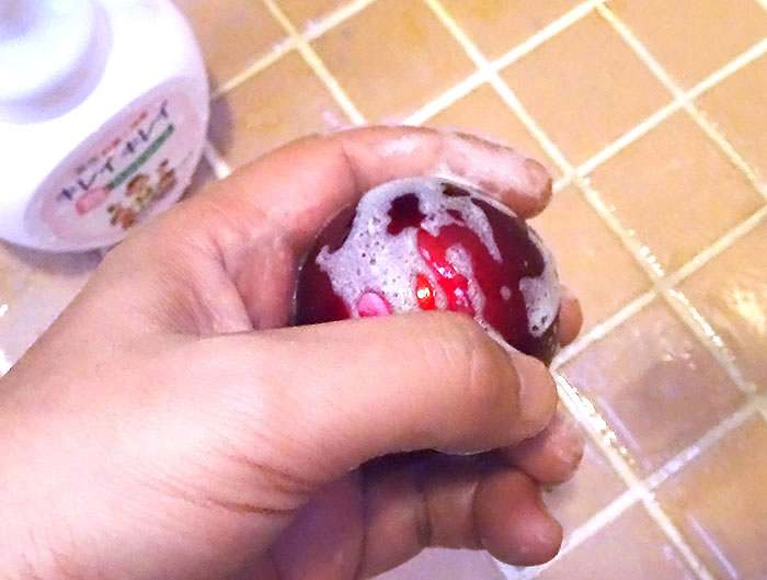 トラックボールマウス：ボールを中性洗剤で水洗い