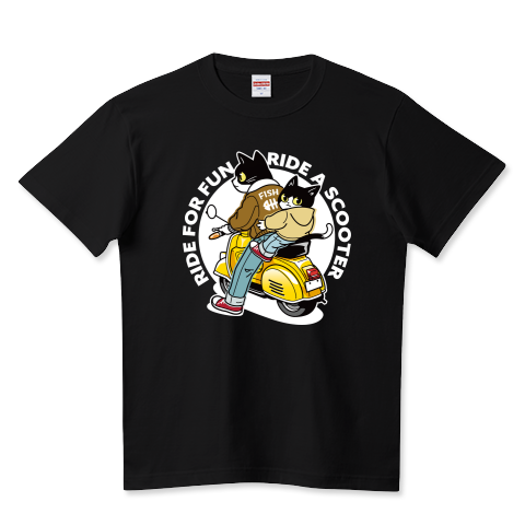 スクーターで風をきる猫たちの街さんぽ_イエロー