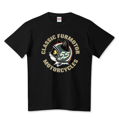 ヘルメット猫のレトロアメリカン・ライド02_黒(前面)